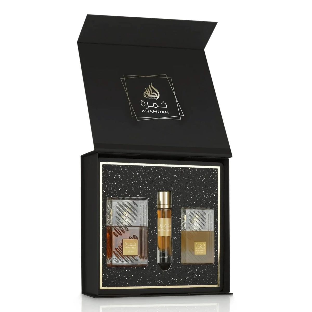 Coffret Khamrah Lattafa, packaging d’origine