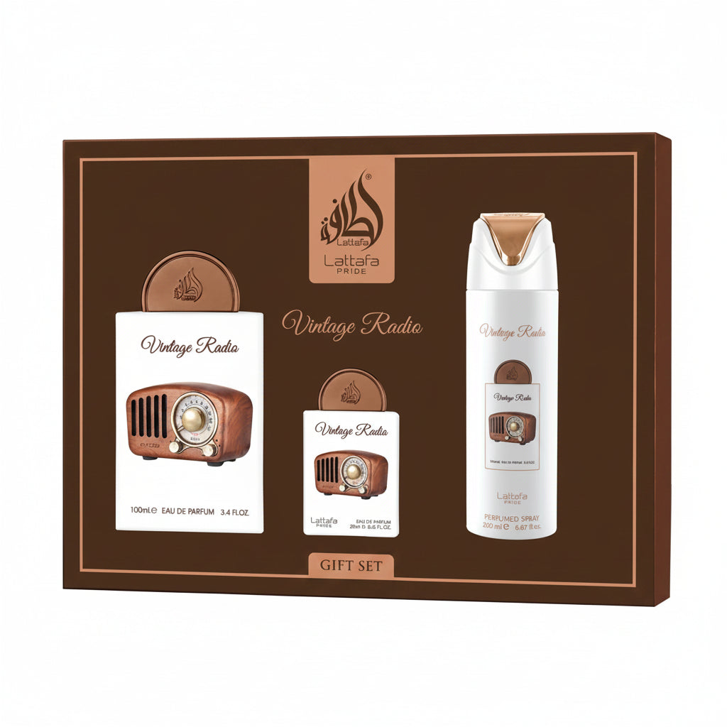 Vintage Radio Gift Set - 3pc(edp ++deo ) - Lattafa Pride - 100ml